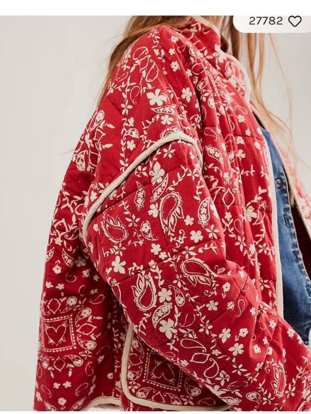 Sold Out Free People Chloe Jacket in Brick - Bandana Print Quilted Boho Western - Picture 3 of 10